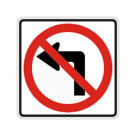 R3-2 No Left Turn Symbol Signs - 30x30 - Official MUTCD Reflective Rust-Free Heavy Gauge Aluminum Road Signs