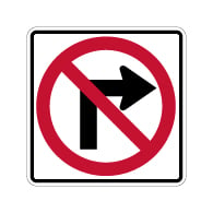R3-1 No Right Turn Symbol Signs - 30x30 - Official MUTCD Reflective Rust-Free Heavy Gauge Aluminum Road Signs