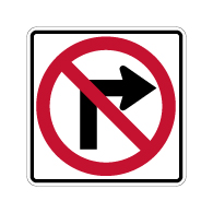 R3-1 No Right Turn Symbol Signs - 30x30 - Official MUTCD Reflective Rust-Free Heavy Gauge Aluminum Road Signs