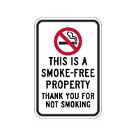 This is A Smoke-Free Property Sign - 12x18 - Made with Reflective Rust-Free Heavy Gauge Durable Aluminum available at STOPSignsAndMore.com