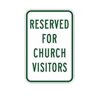 Reserved For Church Visitors Parking Signs 12x18 - Reflective Rust-Free Heavy Gauge Aluminum