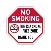 No Smoking This Is A Smoke Free Zone STOP Sign - 12x12 - Made with Engineer Grade Reflective Rust-Free Heavy Gauge Durable Aluminum available at STOPSignsAndMore.com