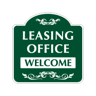 Mission Style Leasing Office Welcome Sign - 18x18 - Made with 3M Reflective Rust-Free Heavy Gauge Durable Aluminum available for quick shipping from STOPSignsAndMore.com