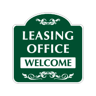 Mission Style Leasing Office Welcome Sign - 18x18 - Made with 3M Reflective Rust-Free Heavy Gauge Durable Aluminum available for quick shipping from STOPSignsAndMore.com