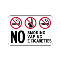 No Smoking Vaping or E-Cigarettes Sign - Made with Non-Reflective Matte Rust-Free Heavy Gauge Durable Aluminum available at STOPSignsAndMore.com