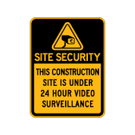 Construction Site Security 24 Hour Video Surveillance Sign - 18x24 - Made with Reflective Rust-Free Heavy Gauge Durable Aluminum available at STOPSignsAndMore.com