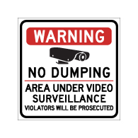 Warning No Dumping Area Under Video Surveillance Magnetic Sign - 18x18 - Made with Reflective Magnum Magnetics 30 Mil Material available from StopSignsandMore.com