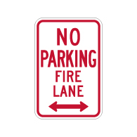 R7-1-MOD No Parking Fire Lane Sign - Double Arrow - 12x18 - Made with Engineer Grade Reflective Rust-Free Heavy Gauge Durable Aluminum available at STOPSignsAndMore.com