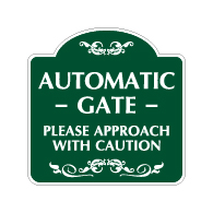 Mission Style Automatic Gate Approach With Caution Sign - 18x18 - Made with 3M Reflective Rust-Free Heavy Gauge Durable Aluminum available for quick shipping from STOPSignsAndMore.com