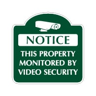 Mission Style Property Monitored By Video Security Sign - 18x18 - Made with 3M Reflective Rust-Free Heavy Gauge Durable Aluminum available for quick shipping from STOPSignsAndMore.com