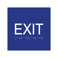 B-Stock: ADA Compliant Exit Sign with Tactile Text and Grade 2 Braille - 6x6 (Blue)