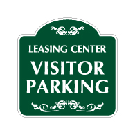 Mission Style Leasing Center Visitor Parking Sign - 18x18 - Made with 3M Reflective Rust-Free Heavy Gauge Durable Aluminum available for quick shipping from STOPSignsAndMore.com