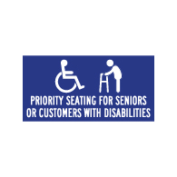 Table Label - Priority Seating For Seniors And Disabled - 4x2 (Package of 3). Peel and Stick Labels for Restaurant Tables with Wheelchair Symbol (ISA) and Text.