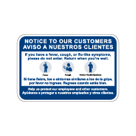 Bilingual Notice To Customers Public Health Safety Sign - 18x12 - Made with Non-Reflective Rust-Free Heavy Gauge Durable Aluminum available at STOPSignsAndMore