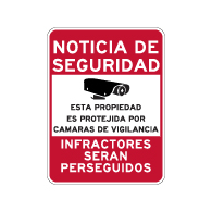 Spanish Property Protected By Video Surveillance Sign - 18x24