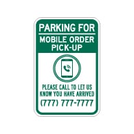 Parking For Mobile Order Pick-Up Sign - 12x18 - Made with 3M Engineer Grade Reflective Rust-Free Heavy Gauge Durable Aluminum available at STOPSignsAndMore.com