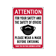 Window Decal - Please Wear A Mask Before Entering - 6x8 (Pack of 3) - Digitally printed on rugged vinyl using outdoor-rated inks. Buy Public Health Safety Window Decals from StopSignsandMore.com