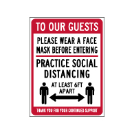 Window Decal - Practice Social Distancing - 6x8 (Pack of 3) - Digitally printed on rugged vinyl using outdoor-rated inks. Buy Public Health Safety Window Decals from StopSignsandMore.com