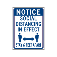 Window Label - Notice Social Distancing In Effect - 6x8 (Pack of 3) - Digitally printed on rugged vinyl using outdoor-rated inks. Buy Public Health Safety Window Decals from StopSignsandMore.com