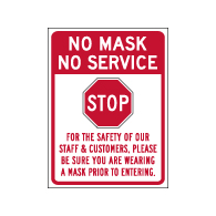 Window Label - No Mask No Service - 6x8 (Pack of 3) - Digitally printed on rugged vinyl using outdoor-rated inks. Buy Public Health Safety Window Decals from StopSignsandMore.com