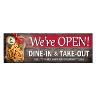 We're Open For Dine-In And Take-Out Banner - 72x24 - Use Our Open For Business Premium Heavyweight 13 oz. Outdoor-Rated Vinyl Banners to Advertise Your Business.