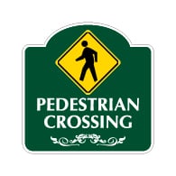 Mission Style Pedestrian Crossing Sign - 18x18. Made with 3M Reflective Rust-Free Heavy Gauge Durable Aluminum available for quick shipping from STOPSignsAndMore