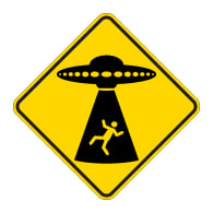 Alien Abduction UFO Warning Sign - 18x18 - Reflective Rust-Free Heavy Gauge Aluminum Signs. This novelty sign is a great gift idea for any person that enjoys alien and outer space themes.