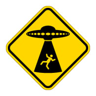 Alien Abduction UFO Warning Sign - 12x12 - Reflective Rust-Free Heavy Gauge Aluminum Signs. This novelty sign is a great gift idea for any person that enjoys alien and outer space themes.