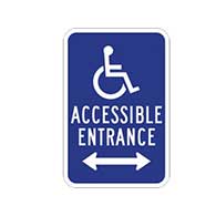 ADA Disabled Access Entrance Signs with Double Arrow - 12x18 - Reflective Rust-Free Heavy Gauge Aluminum ADA Access Signs