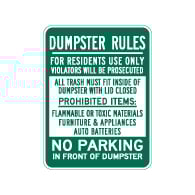 Dumpster Rules Residents Use Only Sign - 18x24 - Dumpster Signs Made with 3M Reflective Rust-Free Heavy Gauge Durable Aluminum available at STOPSignsAndMore.com