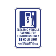 3 hour Limit 12x18 Electric Vehicle Parking Only Sign -  12x18 - available at STOPSignsAndMore.com