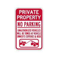 Private Property No Parking Tow Away Sign - 12x18 - Made with 3M Engineer Grade Reflective Rust-Free Heavy Gauge Durable Aluminum available at STOPSignsAndMore.com