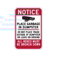 Notice Do Not Place Trash Outside Of Dumpster Sign - 12x18 - Made with 3M Reflective Rust-Free Heavy Gauge Durable Aluminum available at STOPSignsAndMore.com
