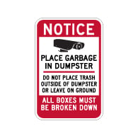 Notice Do Not Place Trash Outside Of Dumpster Sign - 12x18 - Made with 3M Reflective Rust-Free Heavy Gauge Durable Aluminum available at STOPSignsAndMore.com