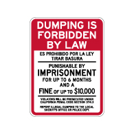 Dumping Is Forbidden By Law California Penal Code Sign - 18x24 - Made with Reflective Rust-Free Heavy Gauge Durable Aluminum available at STOPSignsAndMore.com