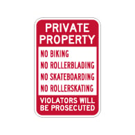 No Biking Rollerblading Skateboarding Rollerskating Sign - 12x18 - Made with 3M Reflective Rust-Free Heavy Gauge Durable Aluminum available at STOPSignsAndMore.com