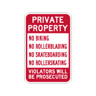 No Biking Rollerblading Skateboarding Rollerskating Sign - 12x18 - Made with 3M Reflective Rust-Free Heavy Gauge Durable Aluminum available at STOPSignsAndMore.com