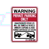 California Private Parking Only CVC Section 22658 Sign - 18x24 - Made with 3M Reflective Rust-Free Heavy Gauge Durable Aluminum available at STOPSignsAndMore.com
