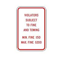 R7-8F Pennsylvania State Handicap Parking Supplemental Fine Sign - 12x18