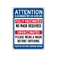 Window Decal - Fully Vaccinated Persons No Mask Required - 6x8 (Pack of 3) - Digitally printed on rugged vinyl using outdoor-rated inks. Buy Public Health Safety Window Decals from StopSignsandMore.com