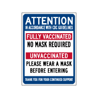 Label - Fully Vaccinated Persons No Mask Required (Pack of 3) - Digitally printed on rugged vinyl using outdoor-rated inks. Buy Public Health Safety Window Decals from StopSignsandMore.com