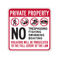 No Trespassing Fishing Swimming Boating Sign - 18x18 - No Trespassing Signs Made with Reflective Rust-Free Heavy Gauge Durable Aluminum available at STOPSignsAndMore