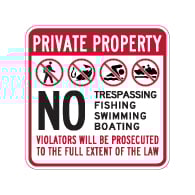 No Trespassing Fishing Swimming Boating Sign - 18x18 - No Trespassing Signs Made with Reflective Rust-Free Heavy Gauge Durable Aluminum available at STOPSignsAndMore