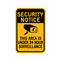 Security Notice This Area Under 24 Hour Surveillance Sign - 12x18 - Made with 3M Reflective Rust-Free Heavy Gauge Durable Aluminum available at STOPSignsAndMore.com