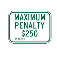 R7-8D North Carolina State Handicap Parking Maximum Penalty $250 Sign - 12x9