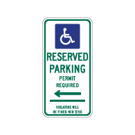 Connecticut State Handicap Reserved Parking Sign - Left Arrow - 12x24 - Made with Reflective Rust-Free Heavy Gauge Durable Aluminum available at STOPSignsAndMore.com