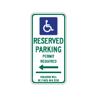 Connecticut State Handicap Reserved Parking Sign - Left Arrow - 12x24 - Made with Reflective Rust-Free Heavy Gauge Durable Aluminum available at STOPSignsAndMore.com