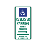 Connecticut State Handicap Reserved Parking Sign - Right Arrow - 12x24 - Made with Reflective Rust-Free Heavy Gauge Durable Aluminum available at STOPSignsAndMore.com