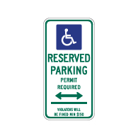 Connecticut State Handicap Reserved Parking Sign - Double Arrow - 12x24 - Made with Reflective Rust-Free Heavy Gauge Durable Aluminum available at STOPSignsAndMore.com
