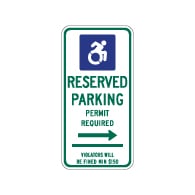 Connecticut Handicap Parking Sign with Active ISA - Right Arrow - 12x24 - Made with Reflective Rust-Free Heavy Gauge Durable Aluminum available at STOPSignsAndMore.com